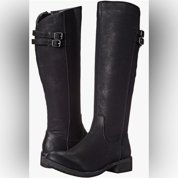 Very Volatile Black Knee High Women’s Boots Faix Leather Side Zipper Sz 7.5 - Picture 1 of 14